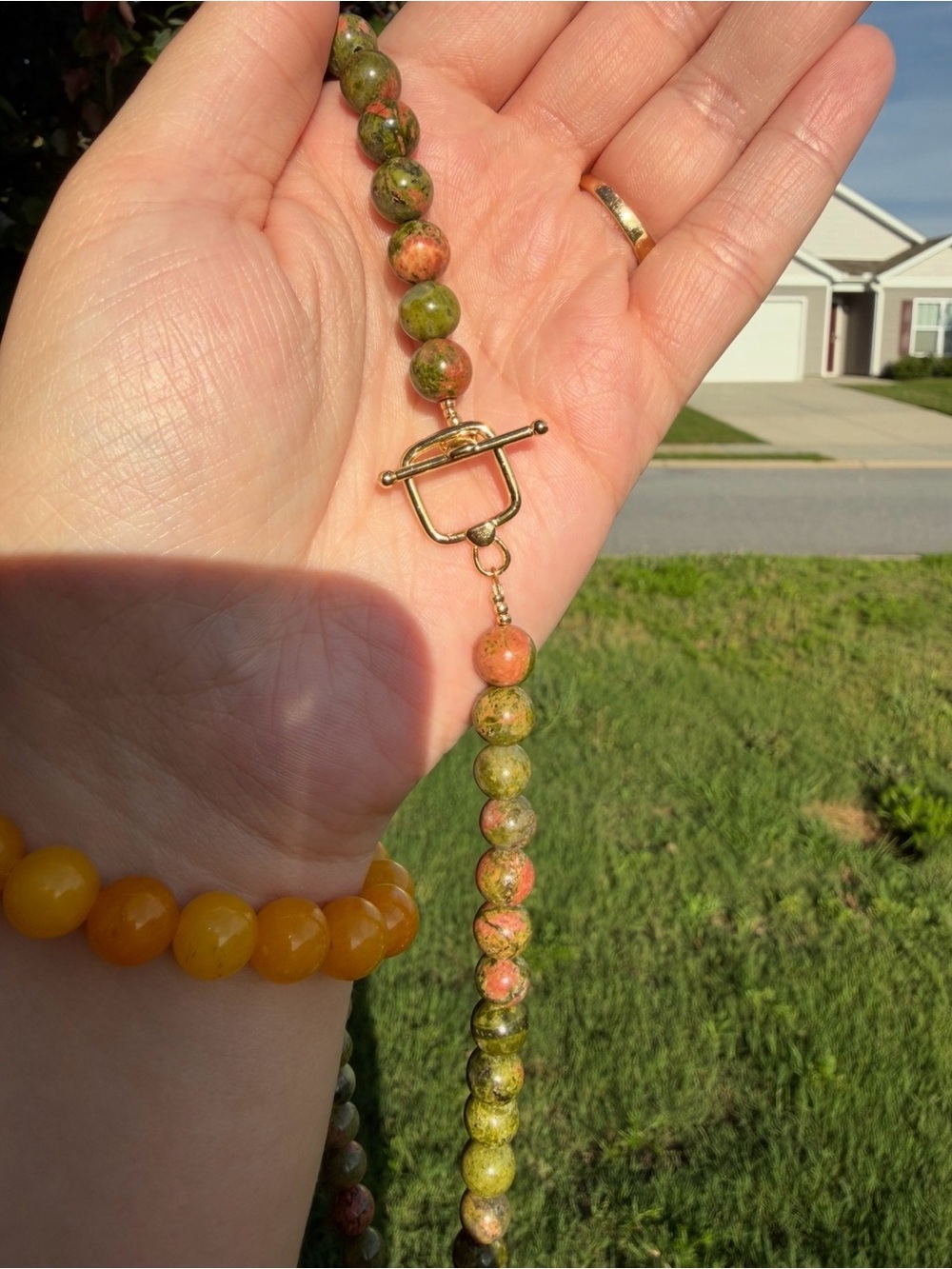 NEW Hand-Beaded Unakite Necklace - Picture 3 of 5